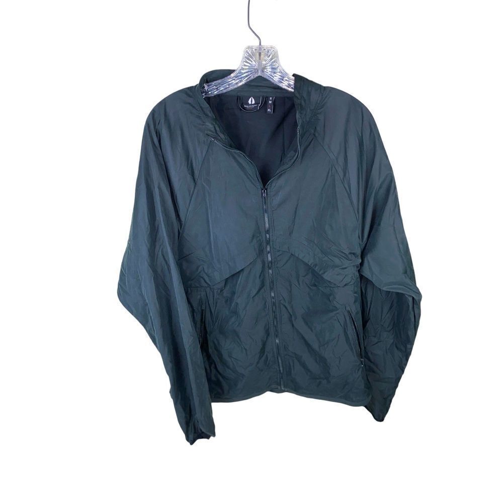 Bearded Goat Mens Large Jacket Black Pockets‎ Full Zip Windbreaker